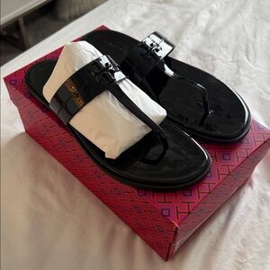 Tory Burch Black Patent Sandals Everly